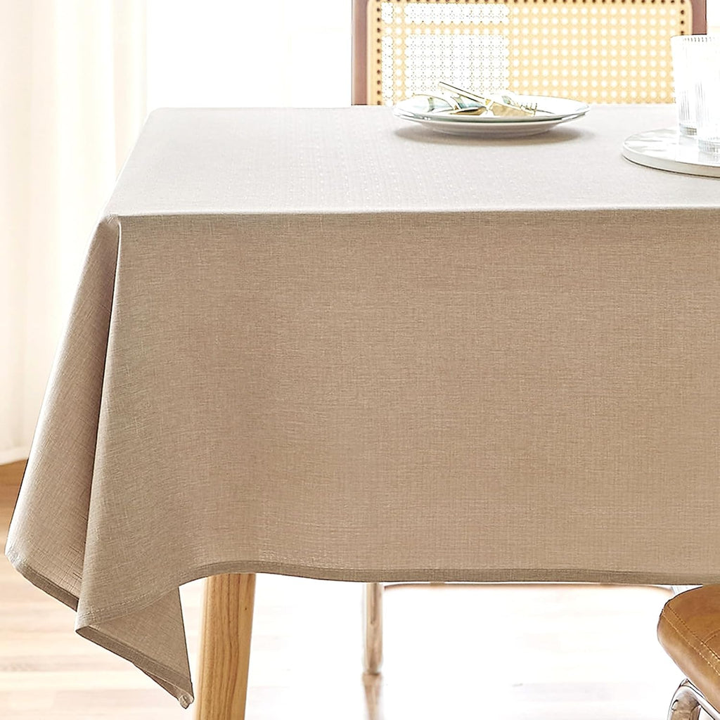 Textured Polyester Tablecloth Rectangle 52x70 Waterproof Spill-Proof Wipeable Table Cloth Wrinkle Free Dining Table Cover for Birthday Farmhouse Spring Tablecloths Up to 36‘'X54''