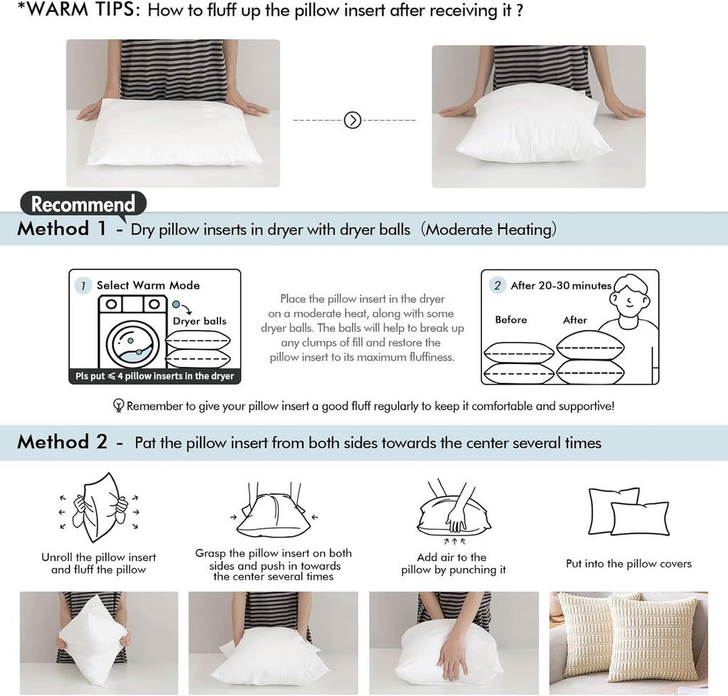 MIULEE 26x26 Euro Pillow Inserts,Set of 2 Down Feather Throw Pillows for Couch Sofa Bed, Decorative Fluffy Throw Pillow Inserts Cotton Fabric,White