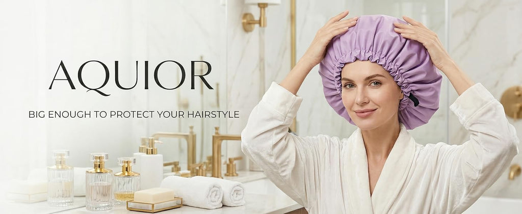Shower Cap,Extra Adjustable Shower Caps for Women Double-Layer Waterproof Reusable Hair Cap, Large Size Hair Cap for All Hair,for Girls Spa Bath,Soft and Comfortable (Purple)
